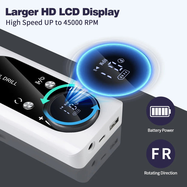 45000RPM Nail Drill Machine Kit Rechargeable Nail Sander Machine With