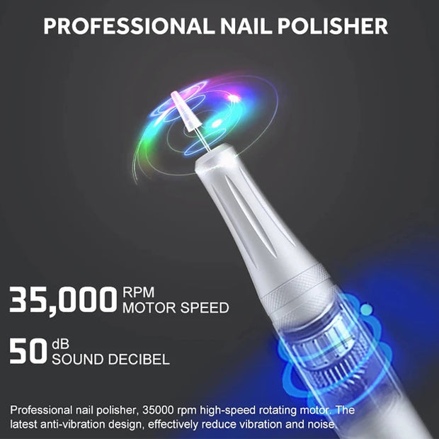 35000 RPM Electric Nail Polish Drill Mini 2 in 1 Electric Nail File