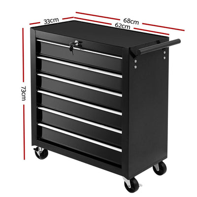 Giantz 6 Drawer Tool Box Cabinet Chest Trolley Cart Garage Toolbox