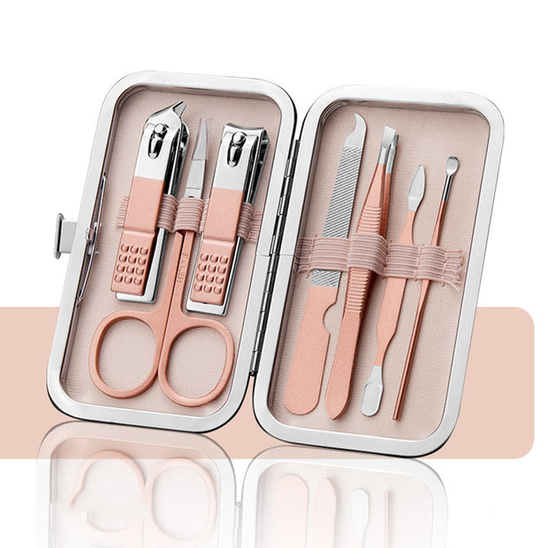 Manicure Set Stainless Pedicure Care Tools Nail Scissors Kit Pink