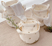 Baby Embroidered Pattern Baby Bottle Storage Basket